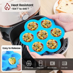 GOKCEN's Silicone Egg Bite Molds [2 Pack] Instant Pot Accessories - Total 14 Cups Muffin Pan for Baking - Food Freezer Tray with Lid - Reusable Storage Container (Blue & Green - Egg Bite Mold)