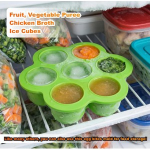 GOKCEN's Silicone Egg Bite Molds [2 Pack] Instant Pot Accessories - Total 14 Cups Muffin Pan for Baking - Food Freezer Tray with Lid - Reusable Storage Container (Blue & Green - Egg Bite Mold)