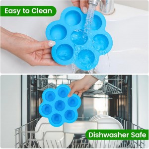 GOKCEN's Silicone Egg Bite Molds [2 Pack] Instant Pot Accessories - Total 14 Cups Muffin Pan for Baking - Food Freezer Tray with Lid - Reusable Storage Container (Blue & Green - Egg Bite Mold)