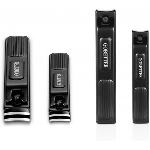 Nail Clippers Manicure Set, Toenail Clippers and Fingernail Clippers, Sharp and Durable Stainless Steel Nail Cutter w/Metal Case for Men and Women, Black