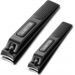 Nail Clippers Manicure Set, Toenail Clippers and Fingernail Clippers, Sharp and Durable Stainless Steel Nail Cutter w/Metal Case for Men and Women, Black