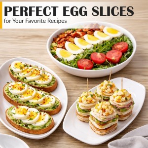 CraftyCrocodile Egg Slicer for Hard Boiled Eggs - 3 Slice Modes Egg Cutter, Heavy Duty, Stainless Steel Dicer - Kitchen Chopper Tool for Strawberry, Mushroom, Grape, Cherry Tomato - White