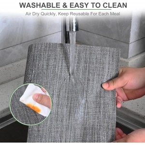 BETEAM Placemats Set of 6, Woven Vinyl Placemat for Dining Table Washable Wipeable Kitchen Place Mats Durable Indoor Outdoor Table Mats