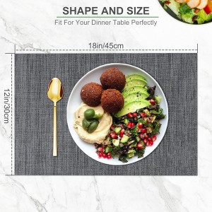 BETEAM Placemats Set of 6, Woven Vinyl Placemat for Dining Table Washable Wipeable Kitchen Place Mats Durable Indoor Outdoor Table Mats