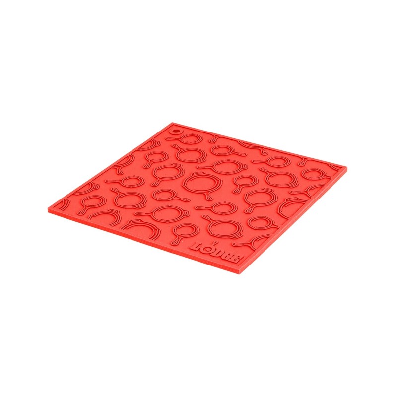 Lodge 7 In Square Silicone Skillet Pattern Trivet, Red