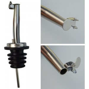 Wobe 5 Pcs Wine Bottle Pourers, Stainless Steel Liquor Pour Spout Flip Top Wine Bottle Stoppers Speed Pourers Olive Oil Bottle Tapered Spout Bottle Pourers for Oil Wine Vinegar Liquid Liquor