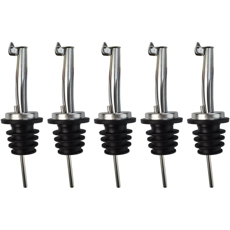 Wobe 5 Pcs Wine Bottle Pourers, Stainless Steel Liquor Pour Spout Flip Top Wine Bottle Stoppers Speed Pourers Olive Oil Bottle Tapered Spout Bottle Pourers for Oil Wine Vinegar Liquid Liquor