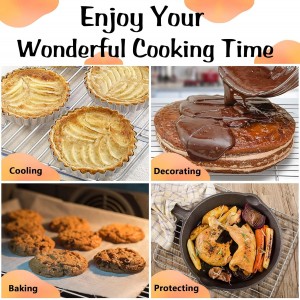 P&P CHEF Baking Cooling Rack Set for Cooking Roasting, 4-Piece Stainless Steel Wire Racks for Oven Use, Healthy & Dishwasher Safe, Rectangle, 8.6 + 9.7+ 11.6 + 15.3 Inch