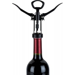 True Soar Winged Corkscrew Wine Opener, Multi-Purpose Bottle Opener for Beer and Soda, Stainless Steel with Chrome Finish, Easy to Remove Cork for Bartenders, Home Bar, Kitchen, Set of 1, Matte Black