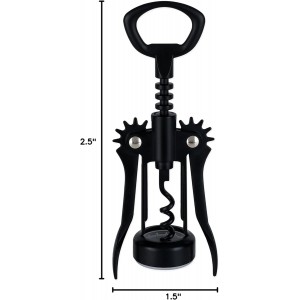 True Soar Winged Corkscrew Wine Opener, Multi-Purpose Bottle Opener for Beer and Soda, Stainless Steel with Chrome Finish, Easy to Remove Cork for Bartenders, Home Bar, Kitchen, Set of 1, Matte Black