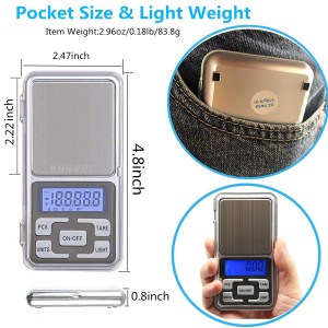 Food Travel Scale Portable Pocket Scale Gram Capacity 500g Degital Kitchen Small Miniature Scale Lab Measuring Scale High Precision