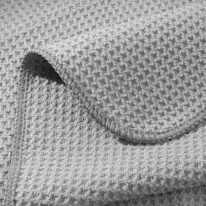 POLYTE Premium Microfiber Kitchen Dish Cloth Waffle Weave 12 Pack (12x12 in, Dark Blue, Gray, Off White)