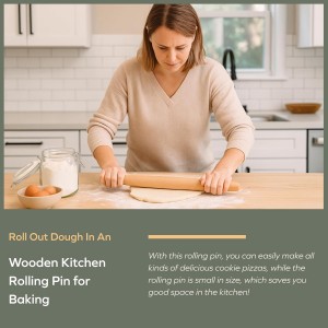 Muso Wood Wooden French Rolling Pin for Baking, Beech Wood Tapered Rolling Pin for Fondant Pie Crust Cookie Pastry(French 15.75-Inch)