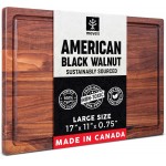 Wood Cutting Board for Kitchen, Reversible Wooden Cutting Board With Juice Grooves - Chopping Board, Charcuterie Serving Tray Made in Canada (Walnut, 17x11x0.75)