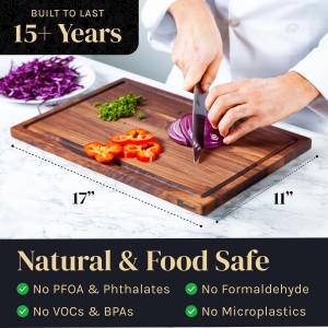 Wood Cutting Board for Kitchen, Reversible Wooden Cutting Board With Juice Grooves - Chopping Board, Charcuterie Serving Tray Made in Canada (Walnut, 17x11x0.75)