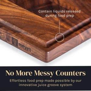 Wood Cutting Board for Kitchen, Reversible Wooden Cutting Board With Juice Grooves - Chopping Board, Charcuterie Serving Tray Made in Canada (Walnut, 17x11x0.75)