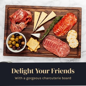 Wood Cutting Board for Kitchen, Reversible Wooden Cutting Board With Juice Grooves - Chopping Board, Charcuterie Serving Tray Made in Canada (Walnut, 17x11x0.75)