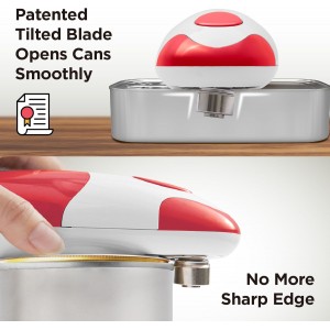 Kitchen Mama Auto Electric Can Opener: Open Your Cans with A Simple Press of Button - Automatic, Hands Free, Smooth Edge, Battery Operated, YES YOU CAN (Red)