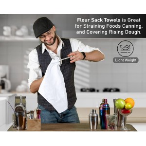 RUVANTI Flour Sack Towels 12 Pack 28 x 28 Inches, Ring Spun 100% Cotton Dish Towel, Machine Washable, Absorbent - Flour Sack Kitchen Towels for Drying and Cleaning - White