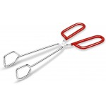 10-Inch Heavy Duty Stainless Steel Kitchen Tongs - Non-Slip Comfortable Red Grip, Scissor Design, Heat Resistant for BBQ and Cooking