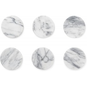 Fox Run 48749 Natural White Polished Marble Stone Coasters, Set of 6