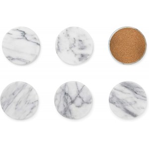 Fox Run 48749 Natural White Polished Marble Stone Coasters, Set of 6