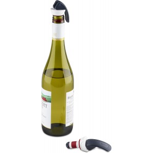 Zyliss Easy Seal Bottle Stoppers – Leak-Proof Wine and Champagne Stoppers with Long Easy-Lock Handle, Comfortable Grip, Airtight Seal, Modern Design in Gray and Red, Durable and Dishwasher Safe