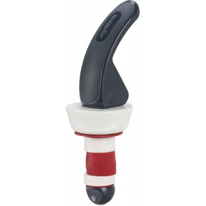 Zyliss Easy Seal Bottle Stoppers – Leak-Proof Wine and Champagne Stoppers with Long Easy-Lock Handle, Comfortable Grip, Airtight Seal, Modern Design in Gray and Red, Durable and Dishwasher Safe