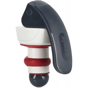 Zyliss Easy Seal Bottle Stoppers – Leak-Proof Wine and Champagne Stoppers with Long Easy-Lock Handle, Comfortable Grip, Airtight Seal, Modern Design in Gray and Red, Durable and Dishwasher Safe