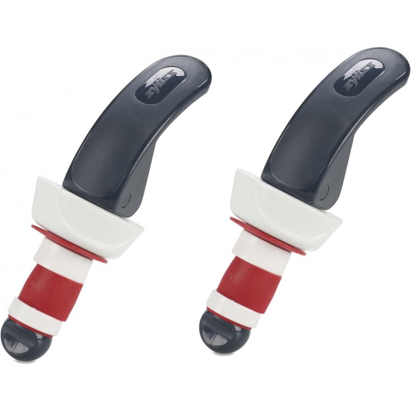 Zyliss Easy Seal Bottle Stoppers – Leak-Proof Wine and Champagne Stoppers with Long Easy-Lock Handle, Comfortable Grip, Airtight Seal, Modern Design in Gray and Red, Durable and Dishwasher Safe