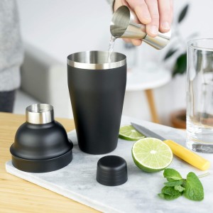 True Ash Stainless Steel Cocktail Shaker for Cold Brew Cocktails, Margarita, Whiskey Sour, Espresso Martini Shaker, Home Bar Accessories, Bartender Gifts, 18 oz, Set of 1, Matte Black