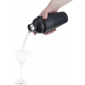 True Ash Stainless Steel Cocktail Shaker for Cold Brew Cocktails, Margarita, Whiskey Sour, Espresso Martini Shaker, Home Bar Accessories, Bartender Gifts, 18 oz, Set of 1, Matte Black