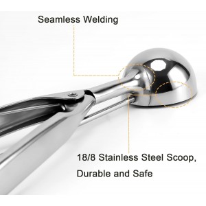 Large Cookie Scoop, 5.4 Tbsp/ 2.7 OZ, 2.5 inch/ 63MM Ball, 18/8 Stainless Steel Ice Cream Scoop, Cupcake Scoop, Secondary Polishing