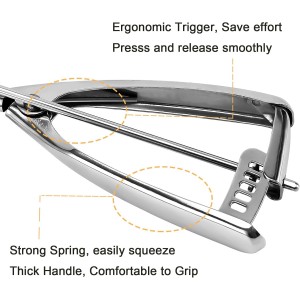 Large Cookie Scoop, 5.4 Tbsp/ 2.7 OZ, 2.5 inch/ 63MM Ball, 18/8 Stainless Steel Ice Cream Scoop, Cupcake Scoop, Secondary Polishing