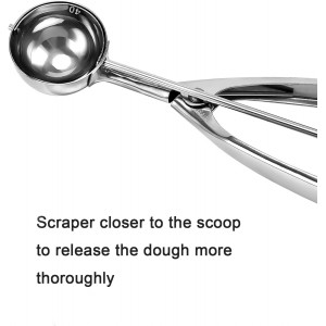 Large Cookie Scoop, 5.4 Tbsp/ 2.7 OZ, 2.5 inch/ 63MM Ball, 18/8 Stainless Steel Ice Cream Scoop, Cupcake Scoop, Secondary Polishing