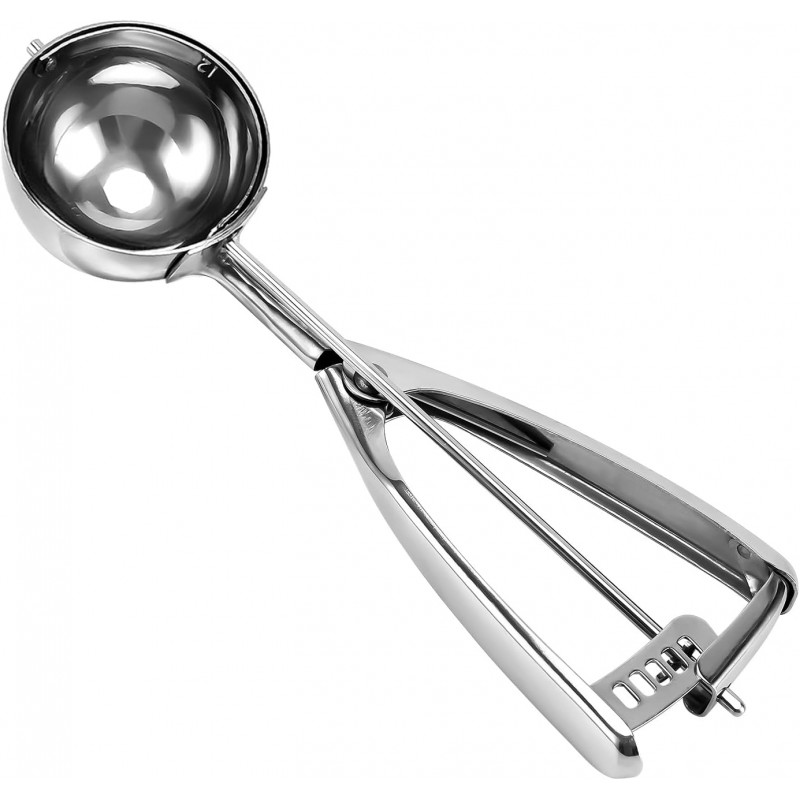 Large Cookie Scoop, 5.4 Tbsp/ 2.7 OZ, 2.5 inch/ 63MM Ball, 18/8 Stainless Steel Ice Cream Scoop, Cupcake Scoop, Secondary Polishing