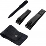 FIXBODY Nail Clippers, Black Stainless Steel Fingernail & Toenail Clippers & Nail File,Great Christmas Gift,Stocking Stuffers for Men and Women