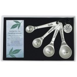 Amazing Woman Measuring Spoon Set, Decorative Gifts and Kitchen Accessories, 4 Spoons, Engraved Pewter and Silver Enamel, By Abbey & CA Gift