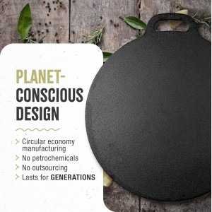 Victoria 12-Inch/30.5-Centimeter Cast Iron Tawa Dosa Pan, Cast Iron Pizza Pan and Crepe Pan with Loop Handle, Seasoned with Flaxseed Oil, Made in Colombia