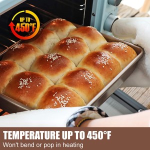 Deep Baking Pans Set Nonstick,Rectangle Cake Pan,Stackable Bakeware Set of 3,Oven Trays for Baking,Gold(9''/11''/13'')