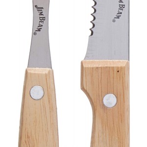 Jim Beam Set of 8 Ideal, Chicken, Pork and More-Steak Knives and Forks Made of Stainless Steel Blade and Contoure, Medium, Light Brown, JB0208