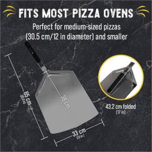 Checkered Chef Pizza Peel - Extra Large, Stainless Steel Metal Pizza Paddle with Folding Handle, Outdoor Pizza Oven Accessories - 13 Inch x 15 Inch
