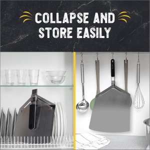 Checkered Chef Pizza Peel - Extra Large, Stainless Steel Metal Pizza Paddle with Folding Handle, Outdoor Pizza Oven Accessories - 13 Inch x 15 Inch