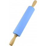 Silicone Rolling Pin with Wooden Handle - Non Stick Surface Dough Roller-roller pins for baking Pastry,Pizza,Fondant,Tortilla, Bread Crus& Christmas Cookies Supplies Gift for Home Bakers.