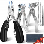 Toenail Clippers for Seniors Thick Toenails - Wide Jaw Opening Large Toe Nail Clippers for Thick Ingrown Nails, Professional Sharp Heavy Duty Nail Clipper Cutter for Mens Seniors with Leather Case