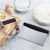Dough Blender - Stainless Steel Pastry Cutter Set, Blender + Scraper + Brush, Professional Baking Tools