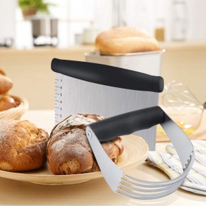 Dough Blender - Stainless Steel Pastry Cutter Set, Blender + Scraper + Brush, Professional Baking Tools