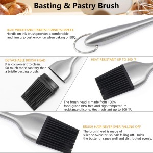 Dough Blender - Stainless Steel Pastry Cutter Set, Blender + Scraper + Brush, Professional Baking Tools