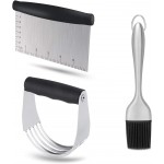 Dough Blender - Stainless Steel Pastry Cutter Set, Blender + Scraper + Brush, Professional Baking Tools