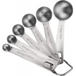 Measuring Spoons, Premium Heavy Duty Stainless Steel Measuring Spoons Cups Set, Small Tablespoon with Metric and US Measurements, Set of 6 for Measuring Dry and Liquid Ingredients